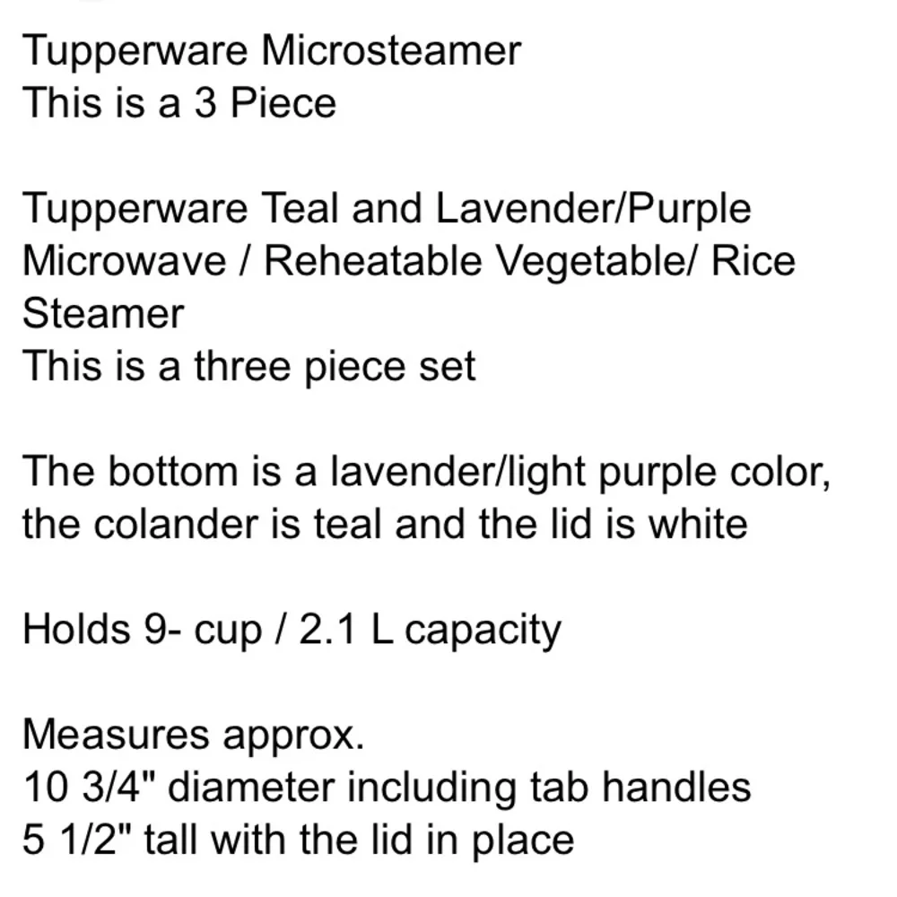 Tupperware Tortilla Warmer/Steamer